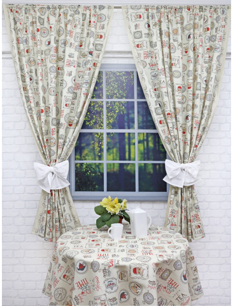 Скатерть "Усадьба.чай кофе" сливочный,коричневый