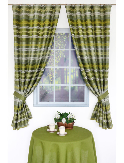 Шторы для кухни Дарама stripes 3440 v 103, зеленый