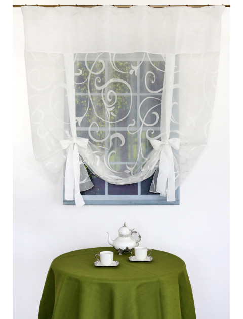 Тюль "Глен" 1278v14 на манжете из ткани жатка, белый