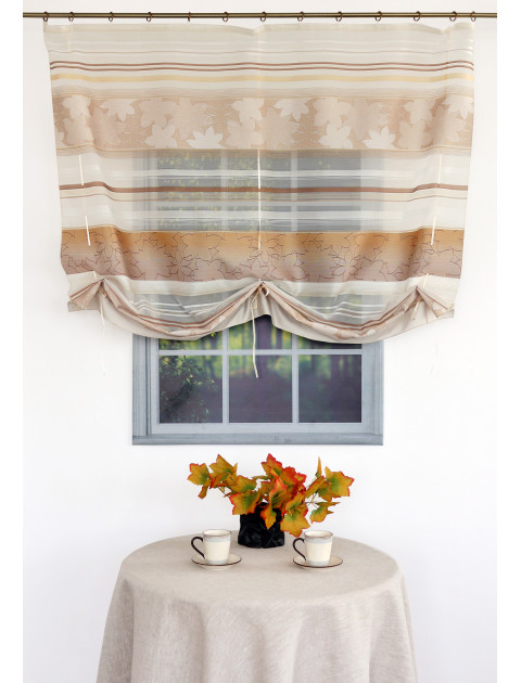 Тюль Римская штора белый, серый, бежевые ромашки