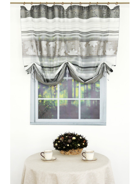 Тюль Римская штора белый, серые ромашки