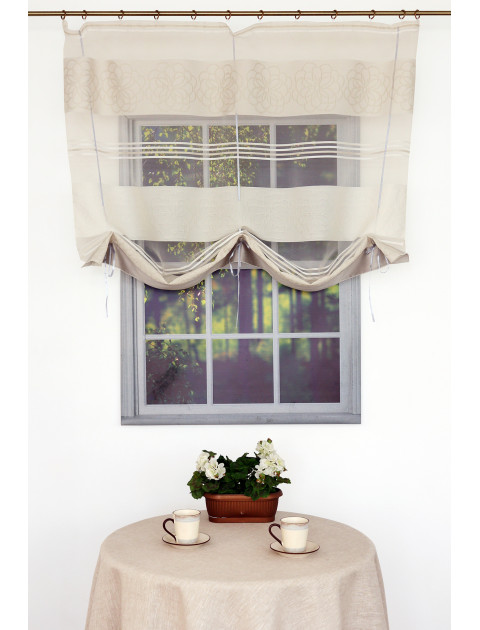 Тюль Римская штора молочный,белые ромашки