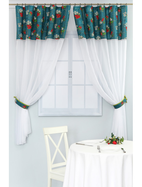 Тюль Вера 2, синий, красный