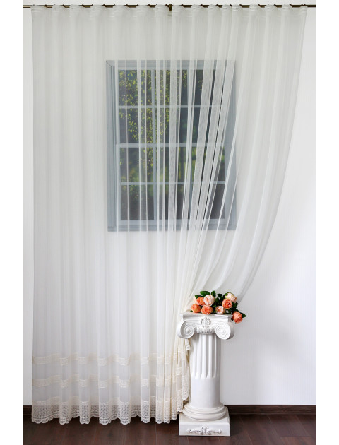 Тюль сетка с вышивкой 924819 ecru, молочный