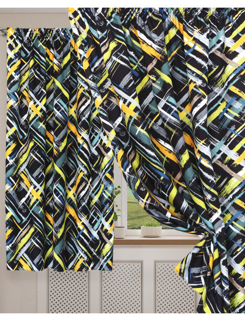 Комплект штор Палитра габардин черный бирюзовый оранжевый