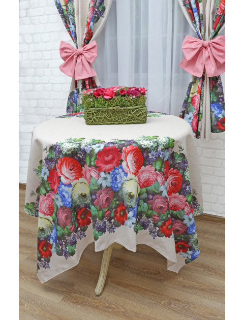Скатерть "Усадьба.Цветочная роспись" белый,розовый