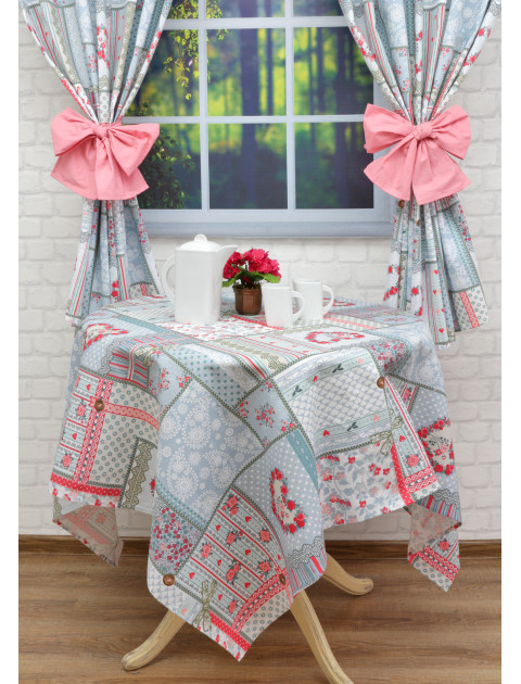 Скатерть" Усадьба.Пэчворк.сердца" голубой, розовый