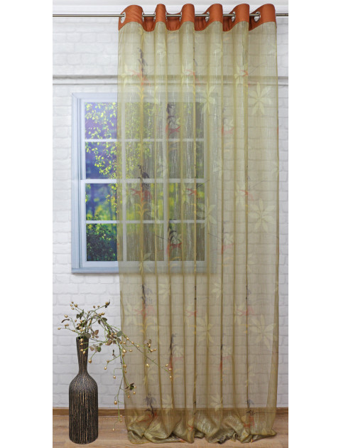 Тюль "Лили" зеленый на люверсах