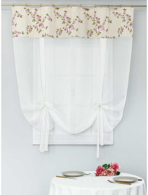 Тюль-экран Усадьба Версальские сады бежевый розовый