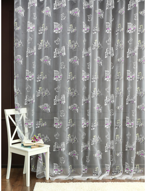 Тюль органза-деворе Cafe parisien 7604v6 сиреневый