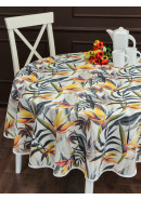 Скатерть Тропики полулён белый желтый графитовый Скатерть Тропики полулён белый желтый графитовый