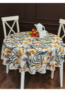Скатерть Тропики полулён белый желтый графитовый Скатерть Тропики полулён белый желтый графитовый