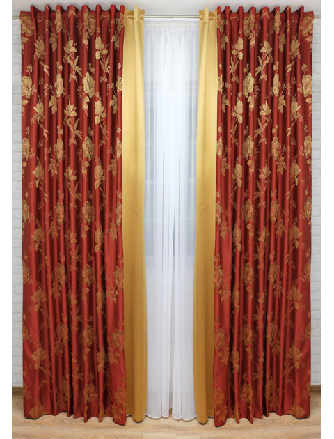 Комплект штор "Георгина" красный, золотой