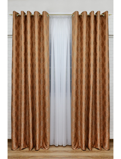 Комплект штор "Дария" бежево-оранжевый на люверсах