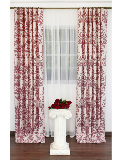 Комплект штор"Корона" 3212v3 молочно-бордовый
