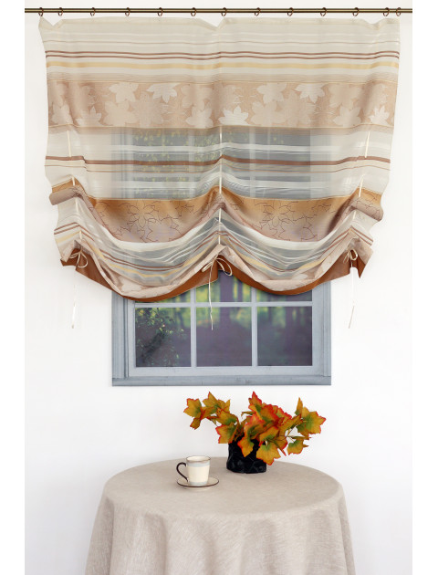 Тюль Римская штора белый, бежевый, бежевые ромашки