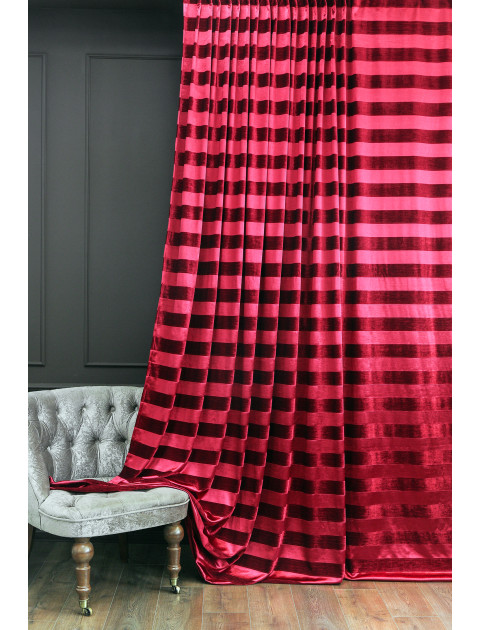 Штора занавес Burgundy 5028v0028 горизонтальные полосы бордовый