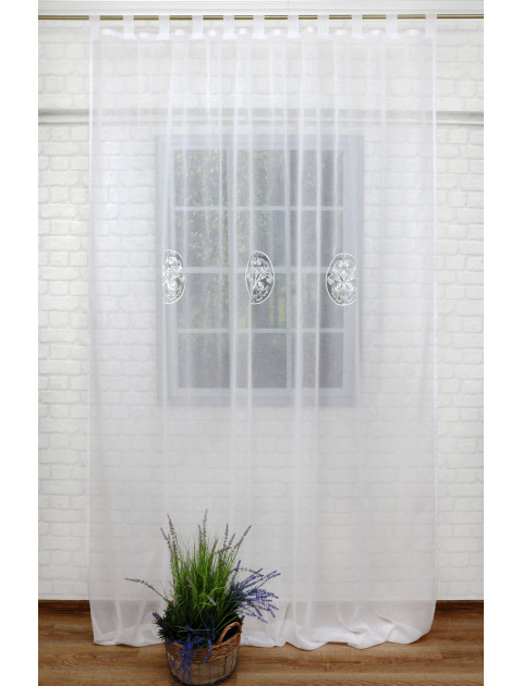 Тюль "Эйлис", на петлях, тамбурная вышивка, белый