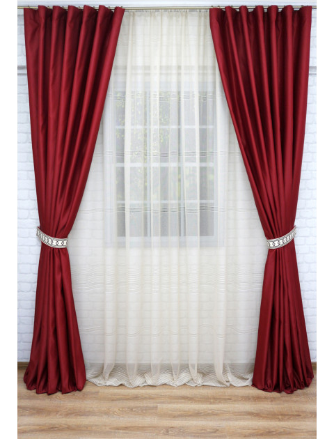 Комплект штор "Saten - 2" бордовый