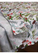 Скатерть Хвойный лес габардин белый зеленый серый