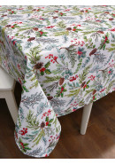 Скатерть Хвойный лес габардин белый зеленый серый