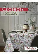 Скатерть Хвойный лес габардин белый зеленый серый