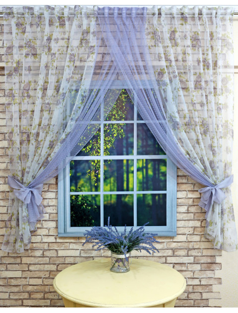 Тюль "Келли" 2164, фиолетовый, зелёный