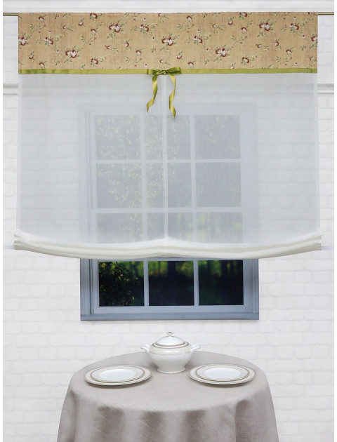 Тюль-экран "Дарина" 2108 молочный, светло-зелёный