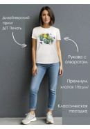 Футболка с принтом Попугай теплый белый