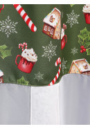 Тюль экран Пряничный домик габардин зеленый коричневый красный Тюль экран Пряничный домик габардин зеленый коричневый красный