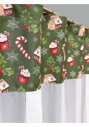 Тюль экран Пряничный домик габардин зеленый коричневый красный Тюль экран Пряничный домик габардин зеленый коричневый красный