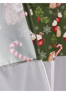 Тюль экран Пряничный домик габардин зеленый коричневый красный Тюль экран Пряничный домик габардин зеленый коричневый красный