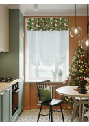 Тюль экран Пряничный домик габардин зеленый коричневый красный Тюль экран Пряничный домик габардин зеленый коричневый красный