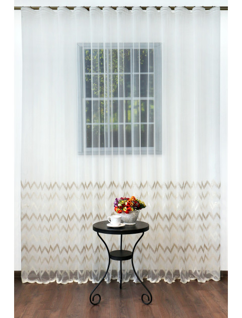 Тюль Сетка-вышивка 15401 v 2 молочный, бежевый