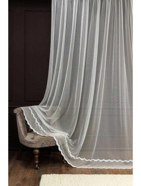 Тюль сетка-вышивка 14174v7093 молочный