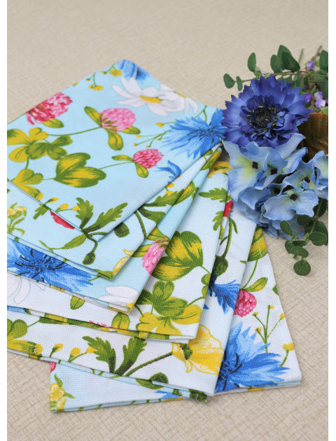 Набор салфеток "Усадьба. Цветочная поляна", голубой,  40*40 см Набор салфеток "Усадьба. Цветочная поляна", голубой,  40*40 см