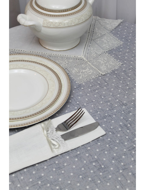 Скатерть Усадьба Горошек skd-0001125 серый, голубой