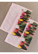 Набор салфеток ланчматов Тюльпаны хлопок розовый