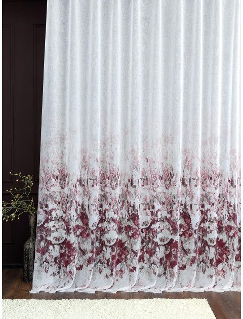 Тюль с купонным рисунком Rose vintage Elsaw2604 4429v4 белый брусничный