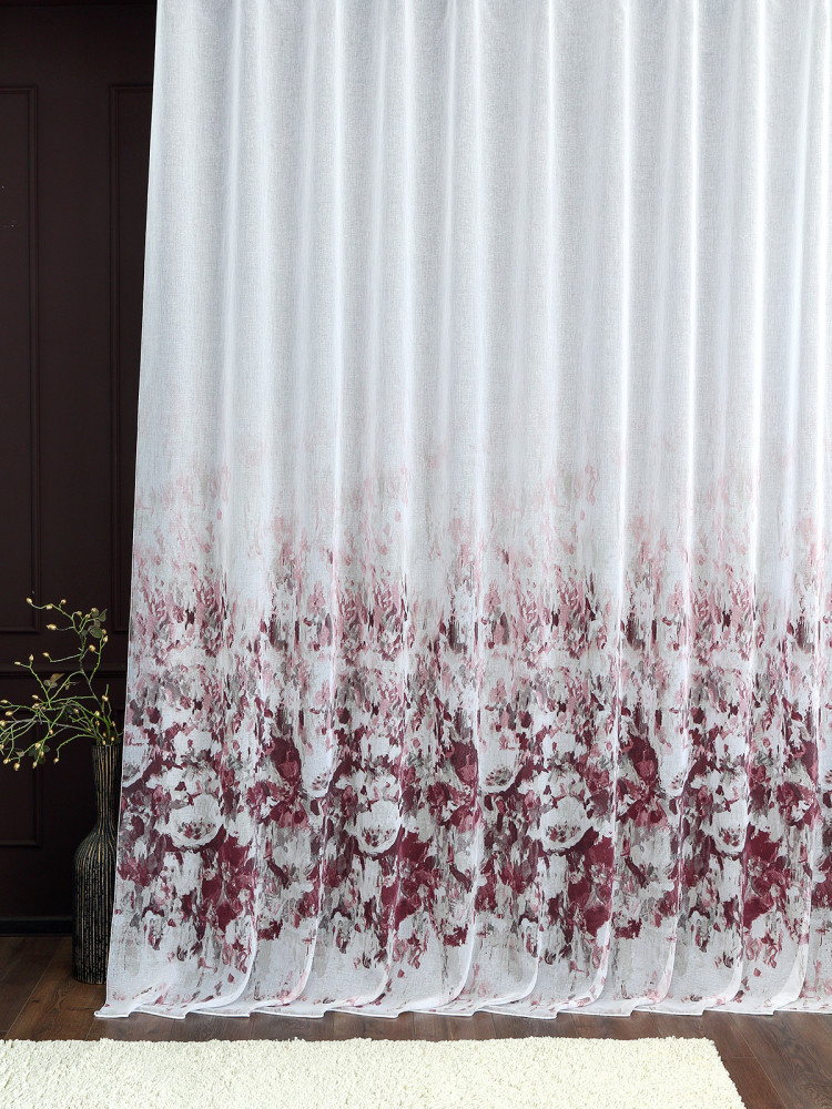 Тюль с купонным рисунком Rose vintage Elsaw2604 4429v4 белый брусничный