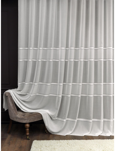 Тюль с горизонтальными полосками JL R 02v2 Орфей молочный