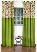 Комплект штор "Английский сад" бежевый, зеленый, зеленые петли