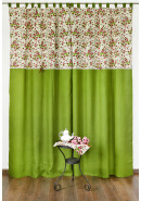Комплект штор "Английский сад" бежевый, зеленый, зеленые петли