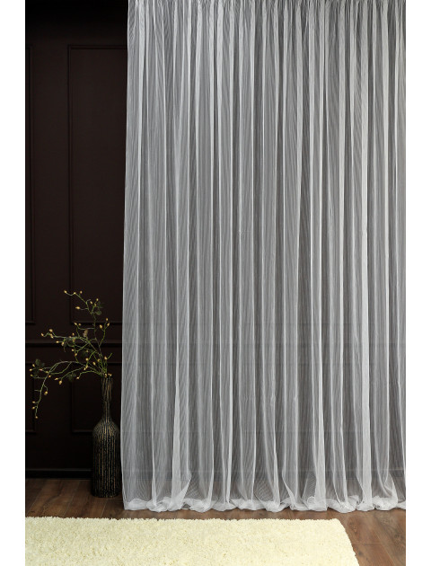 Тюль с вертикальной полоской Bari 02 white белый мелкий дождик