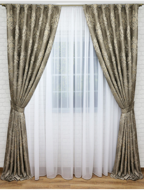 Комплект штор "Дамаск" 357327v08 темно-бежевый