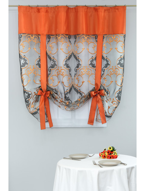 Тюль-экран Глен черный терракотовый