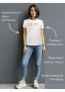 Футболка с принтом Полевые цветы теплый белый Футболка с принтом Полевые цветы теплый белый