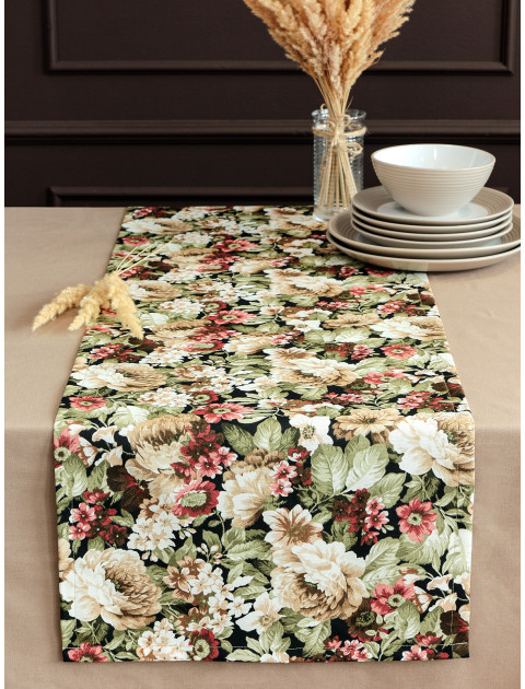 Дорожка декоративная с рисунком для сервировки стола duck 141086v001 черный бежевый темно-зеленый бо