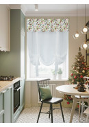 Тюль экран Хвойный лес габардин белый зеленый серый