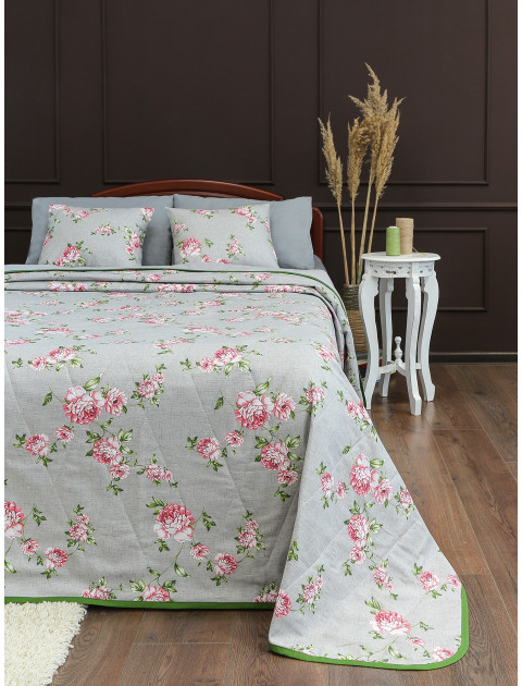 Плед-покрывало Усадьба Версальские сады серый розовый зеленый